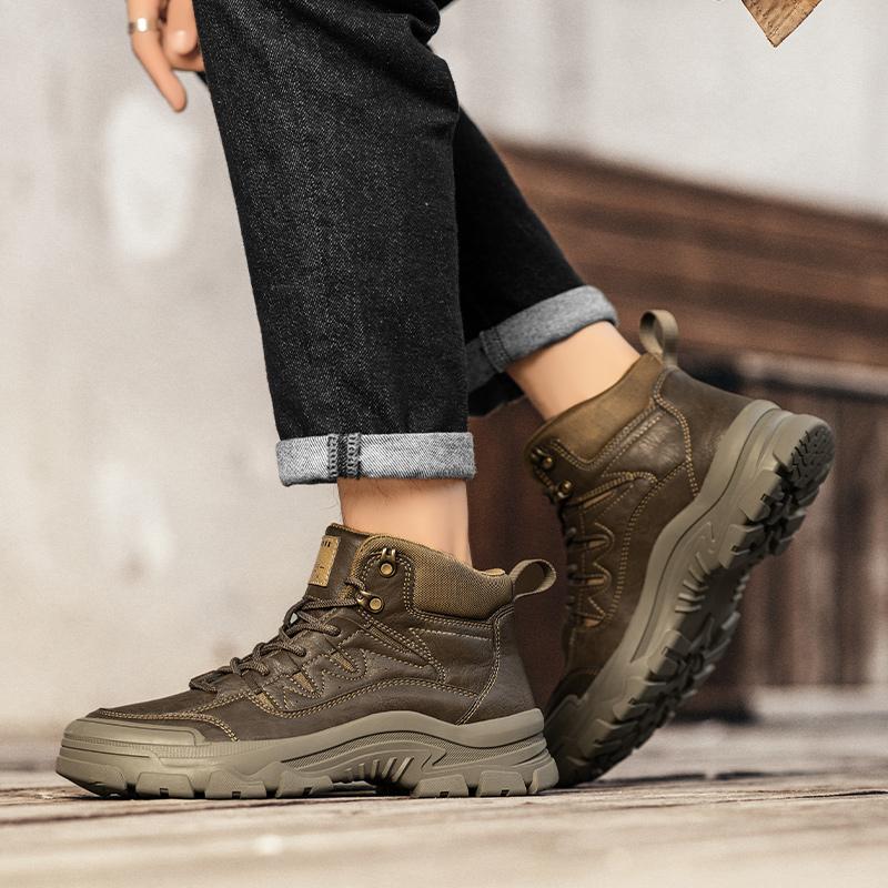 Fashion Autumn and winter boots Comfortable trendy men's casual style Daily office Outdoor street Thick soled high top men's shoes Hot