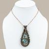 Natural Caribbean larimar Gemstone Copper Wire Wrap Gift Pendant 3.54" P7s97