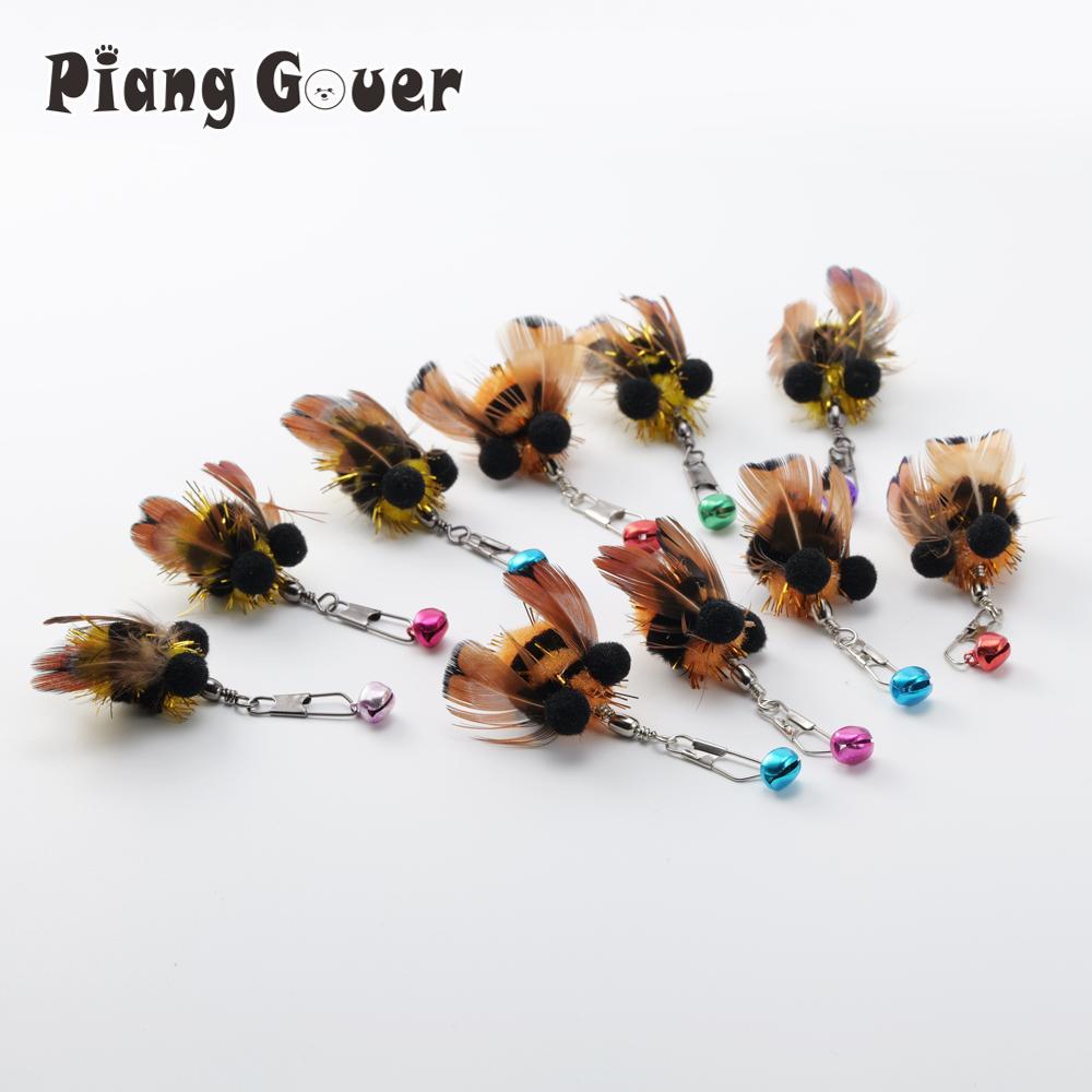 10pcs Simulation Little Bee Cat Toy Replaces Head Cat Teasing Stick Teasing Interactive Pet Toy