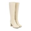 Stiefel Damen kniehoch Plateau Damen Leder Modisch Langer Schaft Blockabsatz Spitze Seite Reißverschluss Zapatos Para Mujer