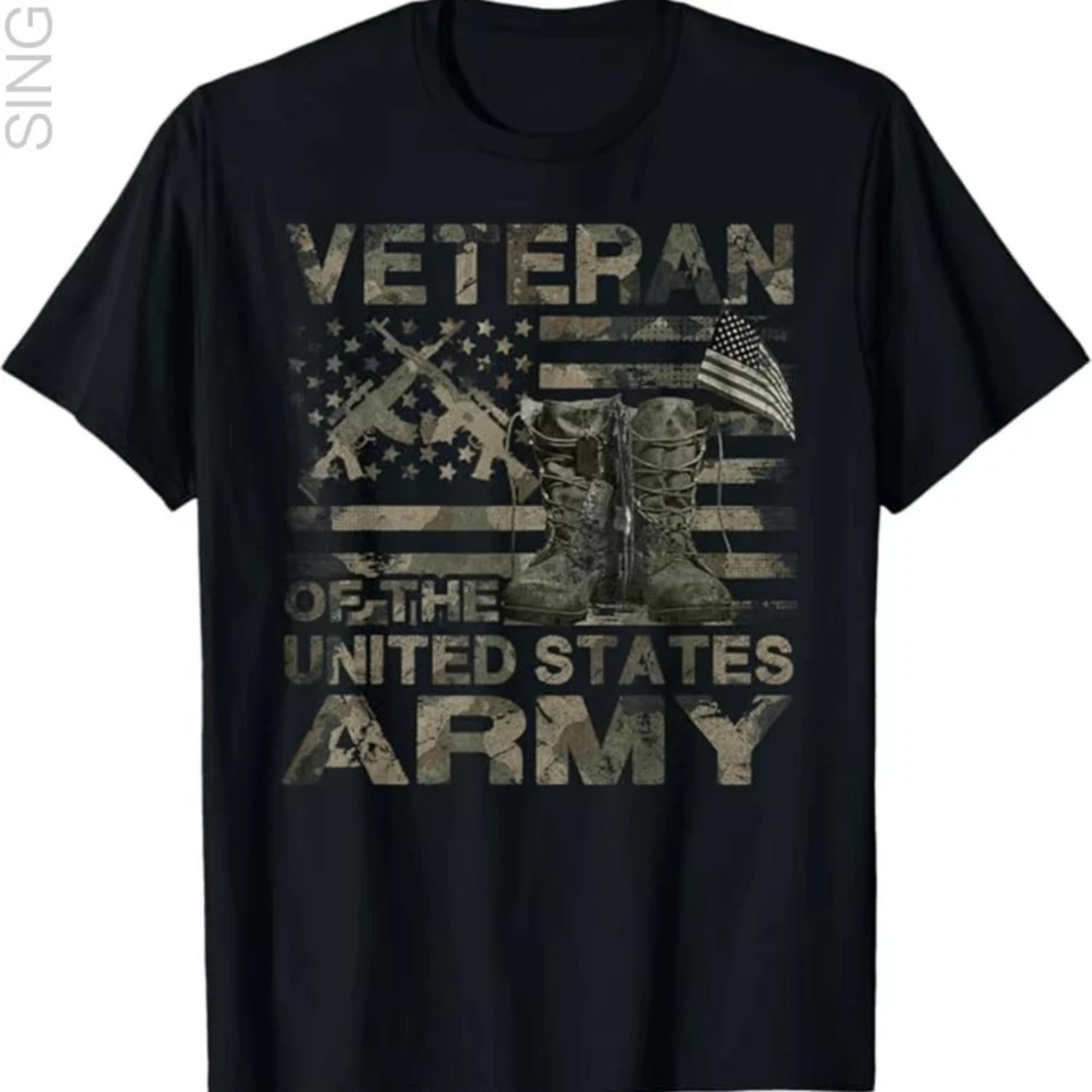 

Men S 100% Army T-Shirt Relaxed Fit Short Sleeve Tee Flag Army Insignia Print Combat Boots Dog Tag Design Shirt for Veterans XXXXXL чорний