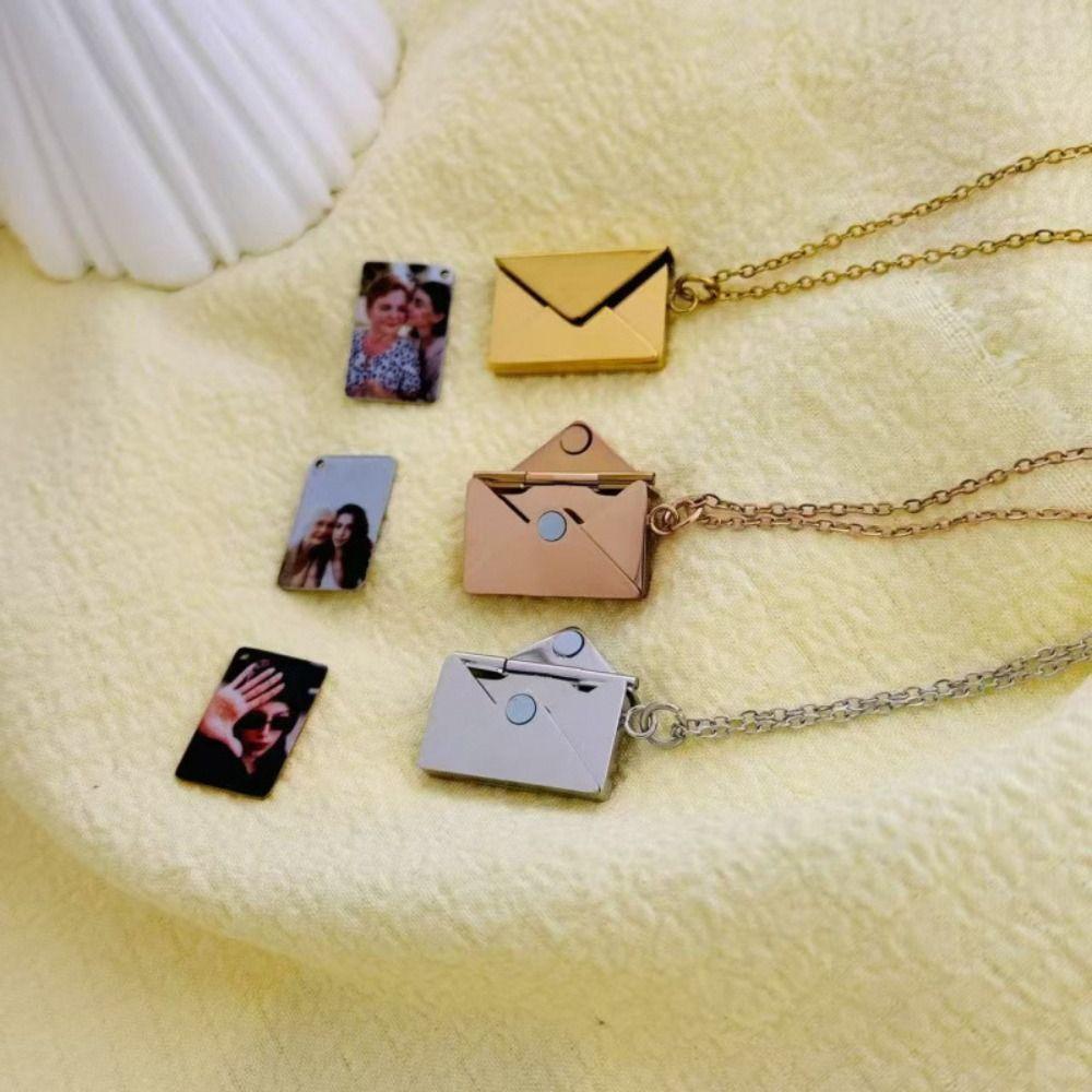 DIY Pendant Sweater Chain Heart Lovers Choker Necklace Simple Envelope Necklace  Couple