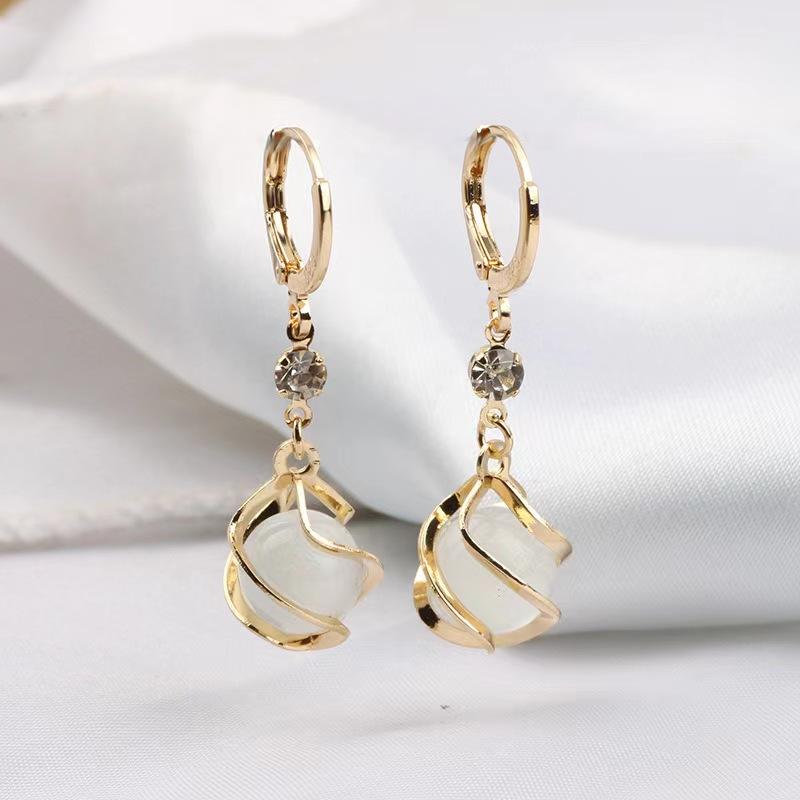 S925 silber nadel ohr schnalle neue opal ohrringe süße design wasser tropfen anhänger lange ohrringe mode ohr schnalle