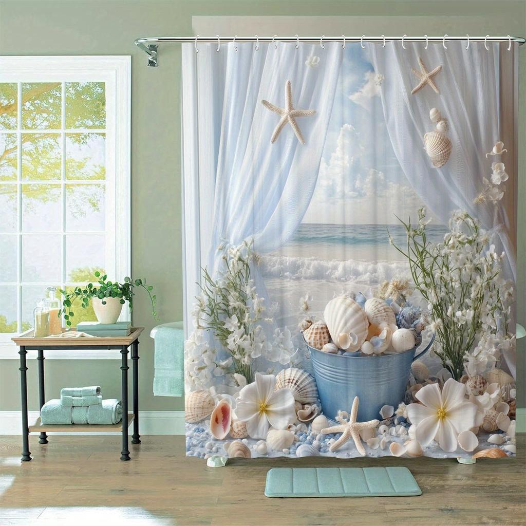 Elegant White Lace and Flowers Shower Curtain - Water-Resistant Fabric for Bathroom - Perfect for Romantic and Vintage Lovers