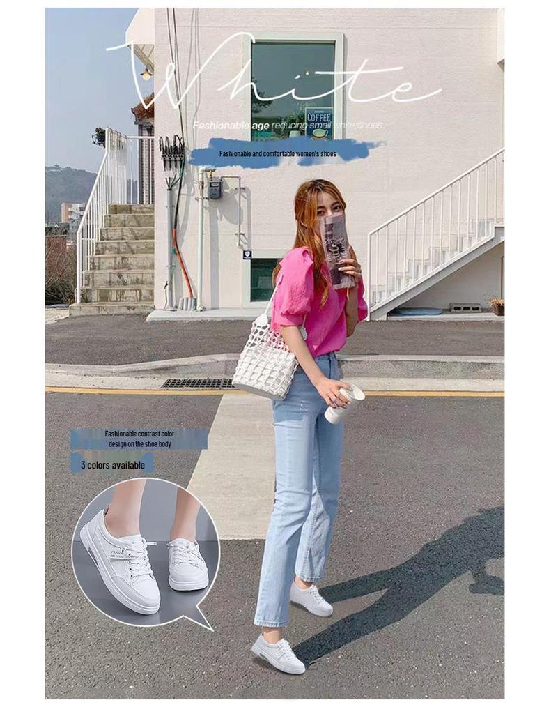 2025 Spring Korean Fashion Women's Non-Slip White Soft Sole Trendy Board Shoes