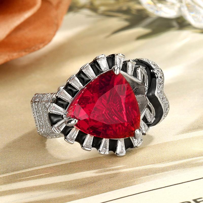 

Zhuzhubao ring jewelry enamel light luxury high-end green grandmother opening personality versatile women s models