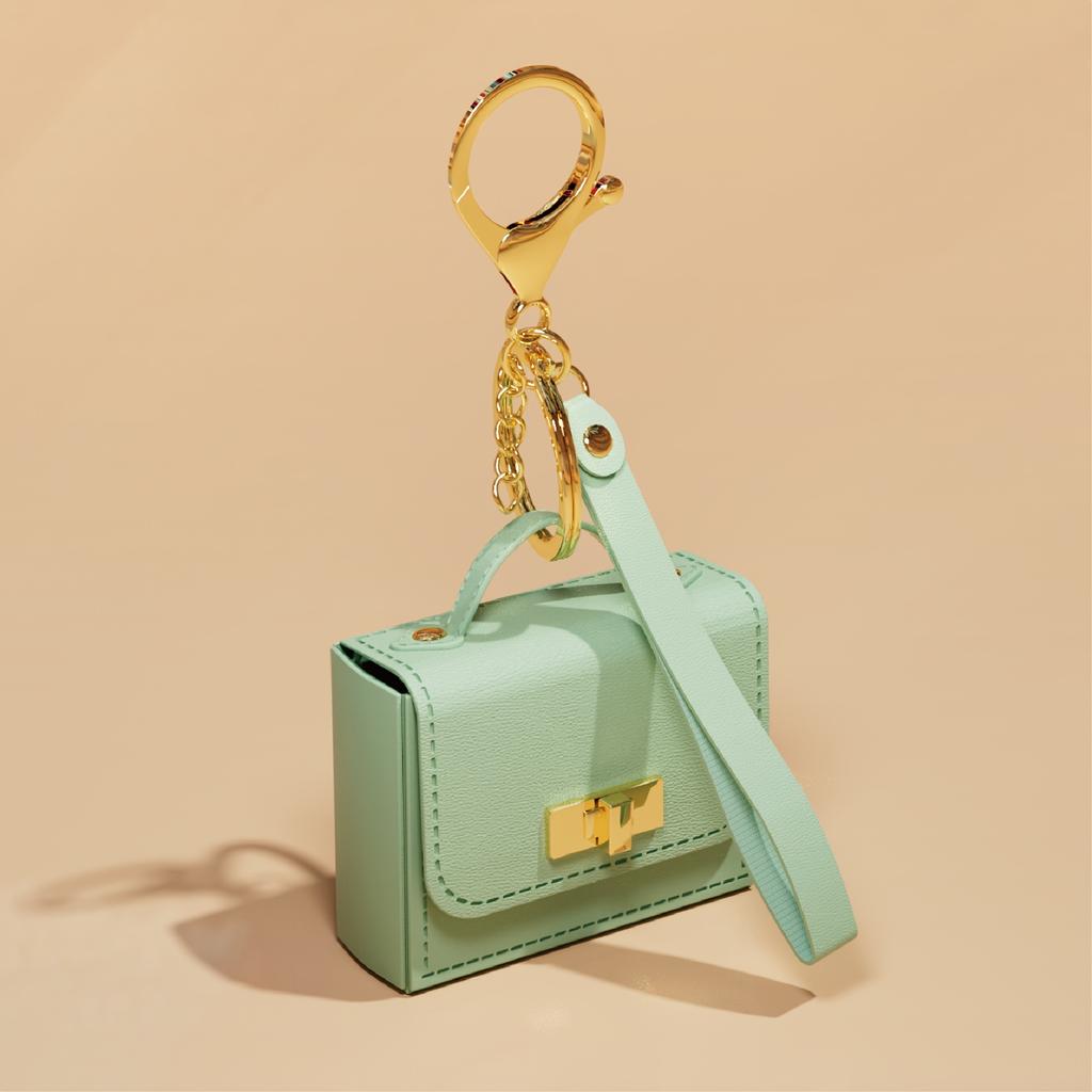 Portachiavi Mini Borsa in Ecopelle PU - Portamonete alla Moda con Dettagli Dorati, Design Compatto per Chiavi e Monete, Disponibile in Azzurro Chiaro, Rosa, Nero
