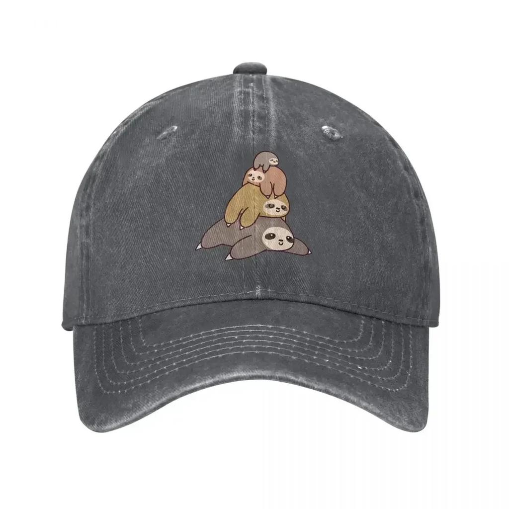 Berretto da Baseball Sloth Stack Vintage Usurato Lavato Animale Kawaii Folivora Cappello da Sole Stile Unisex per Esterno Corsa Golf Berretti Cappellino