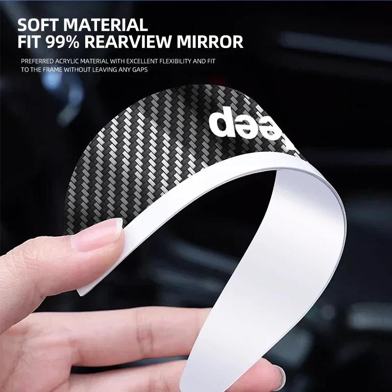2Pcs Car Rearview Mirror Rain Eyebrow Carbon Fiber For Jeep Grand Cherokee Wrangler Gladiator Compass Renegade Wagoneer Avenger