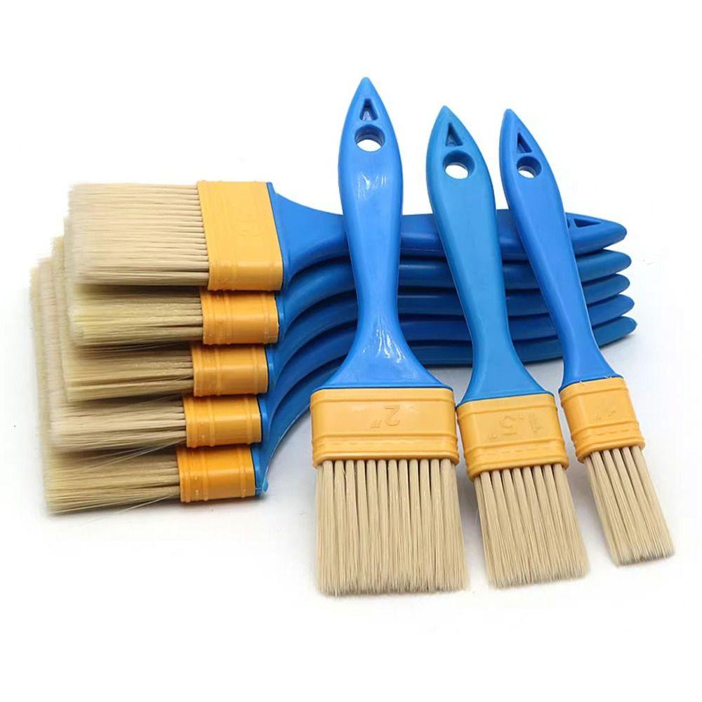 5pcs/set Nylon Bristle Paint Brushes Plastic Handle Smooth Application Wall Painting Tools All-Purpose Latex Brush