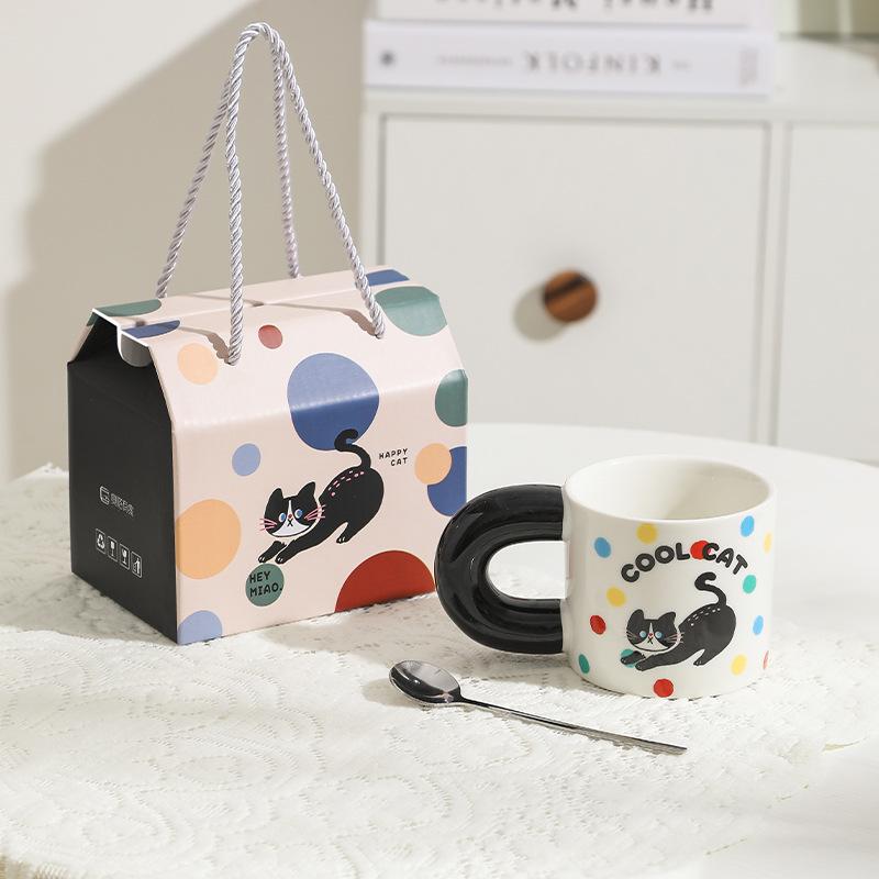 

Мяу Легу Милая Керамическая Кружка Сувенир Высокая Красивая Чашка для Воды Подарочная Коробка Милая Парная Кружка Подарок 301-400ml