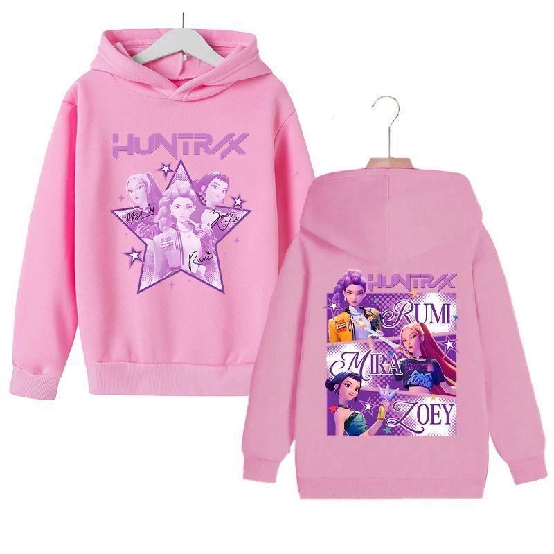 KPop Witch Hunter's Stylish Loose Hoodies for Boys and Girls, Autumn and Winter Children's Fleece Hoodies