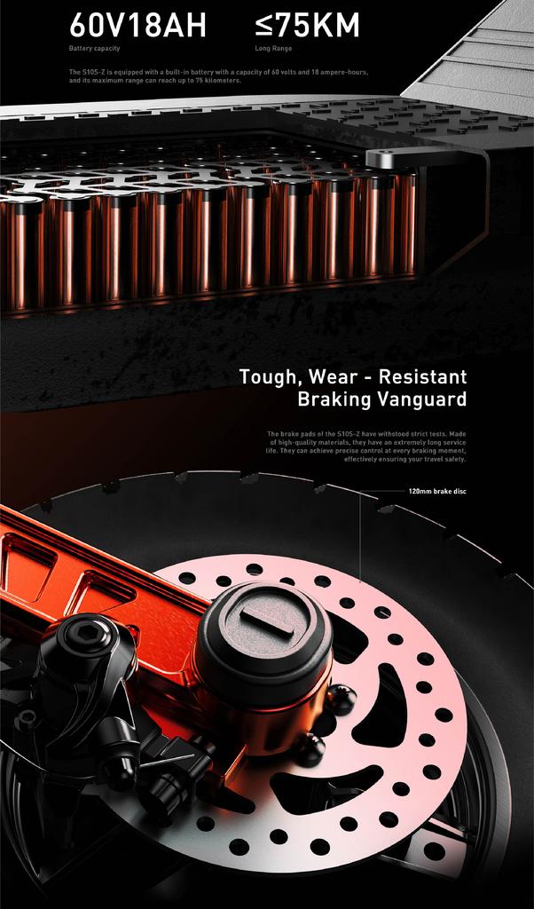 JOYOR S10-S-Z Electric Scooter 60V 18Ah Battery, 2*1000W Motors, 10” Tire, 65km/h Max Speed, 70-85km Range Adult Escooter