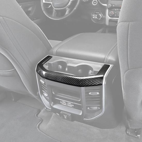 Car Rear Cup Holder Frame Trim Cover For Dodge Ram 1500 19-25 Accessories Carbon
