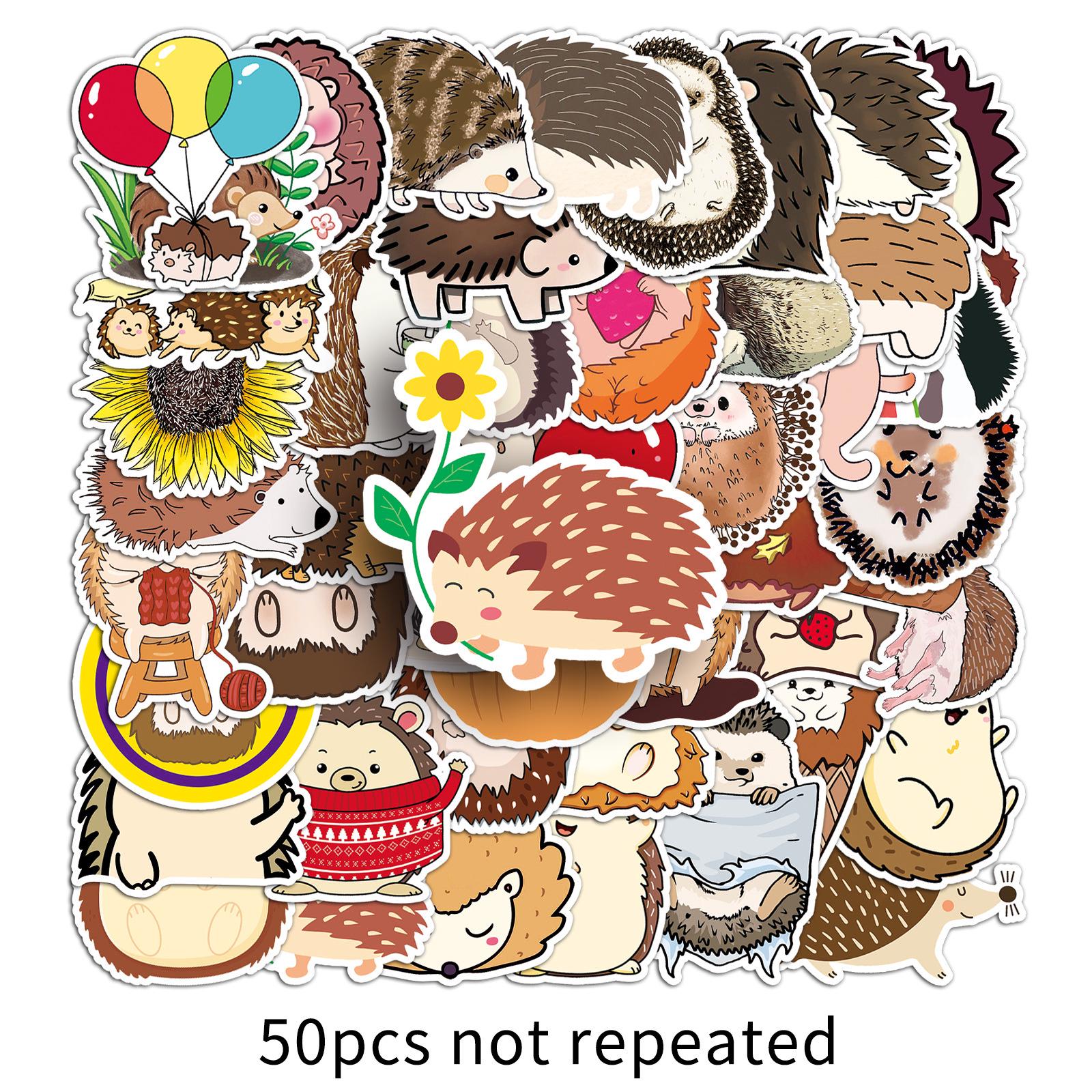 

50 Cute Hedgehog Stickers - Waterproof Cartoon Animals for DIY Decoration of Water Bottles, Journals, Suitcases