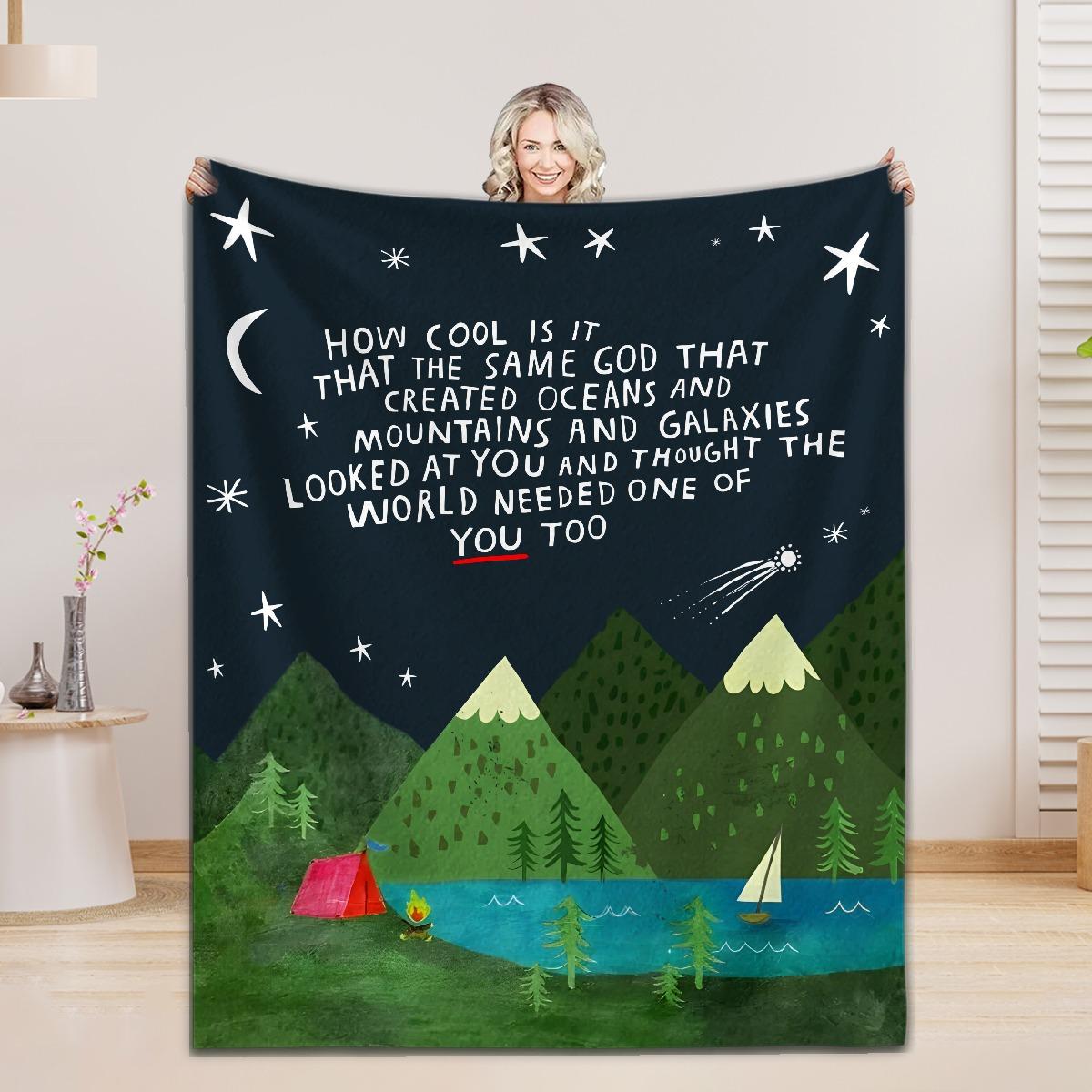 

How Cool Is It Camping Flannel Blanket Nordic Vintage Travel Art Print Home Decor Living Room Bedroom Gift Soft Throw Blanket 75x100cm