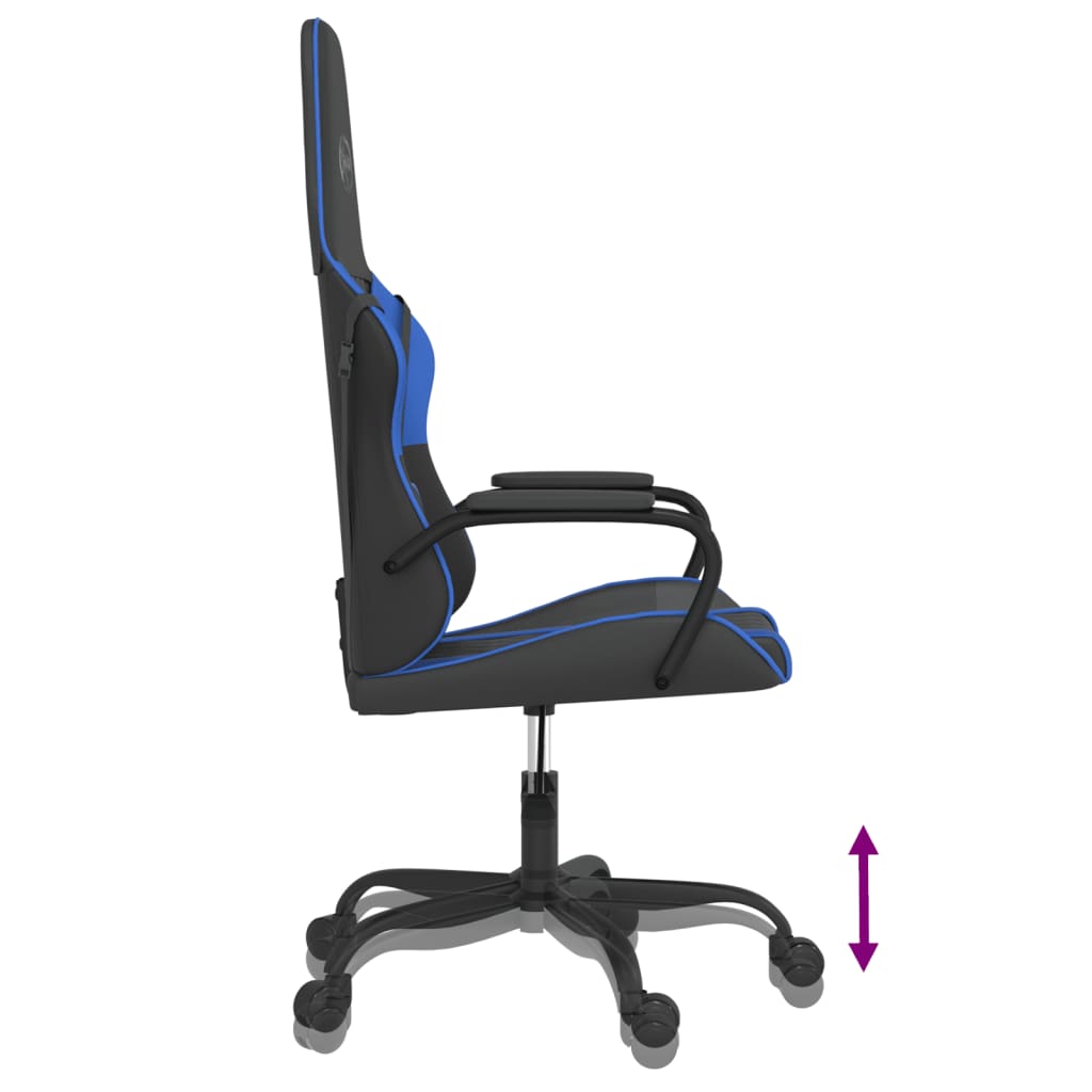 Gaming Chair with Massage Function Black and Blue Artificial Leather