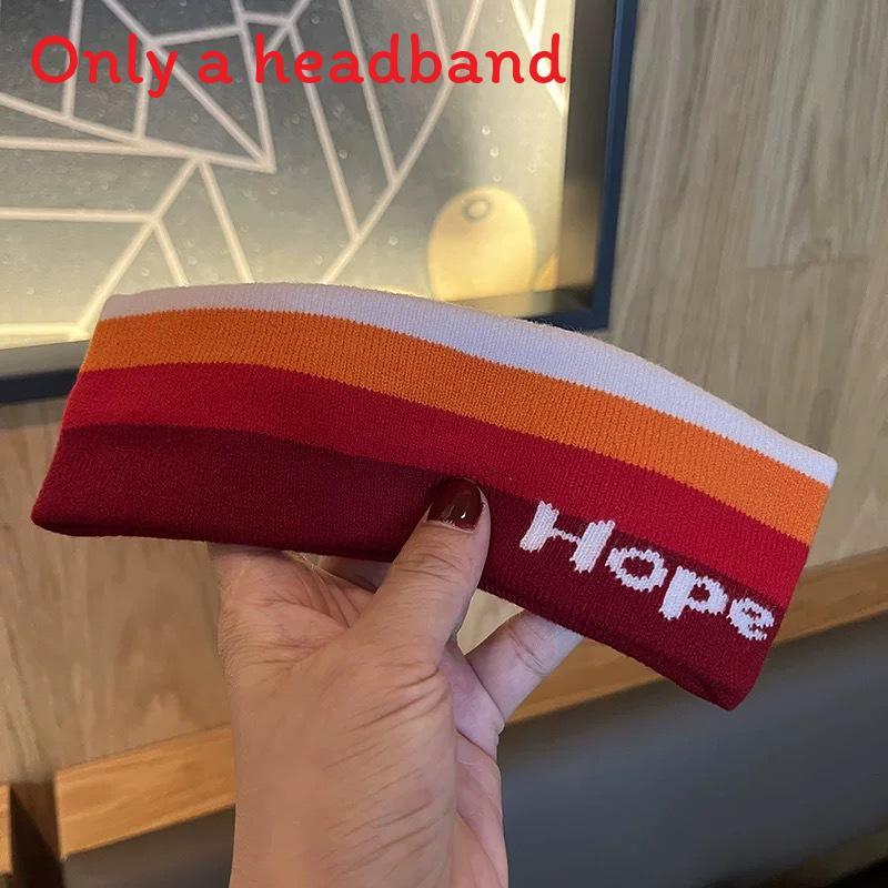 

Autumn Winter Colorblock Letter Knit Wide Headband For Women And Men Sports Exercise Sweatwicking Headwear червоний