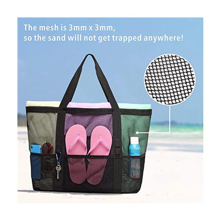 Large Capacity Beach Bag Mesh Swim Bag Multifunctional Travel Handbag Shoulder Beach Tote Toys Storage Bag Swimsuit Organizer
