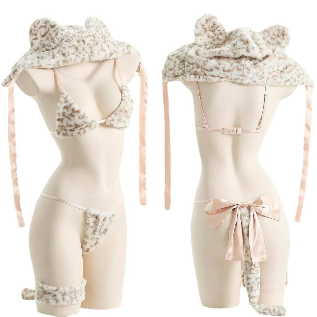 Flirty Bunny Girl Christmas Lingerie: Plush Three-Point Pajama Uniform