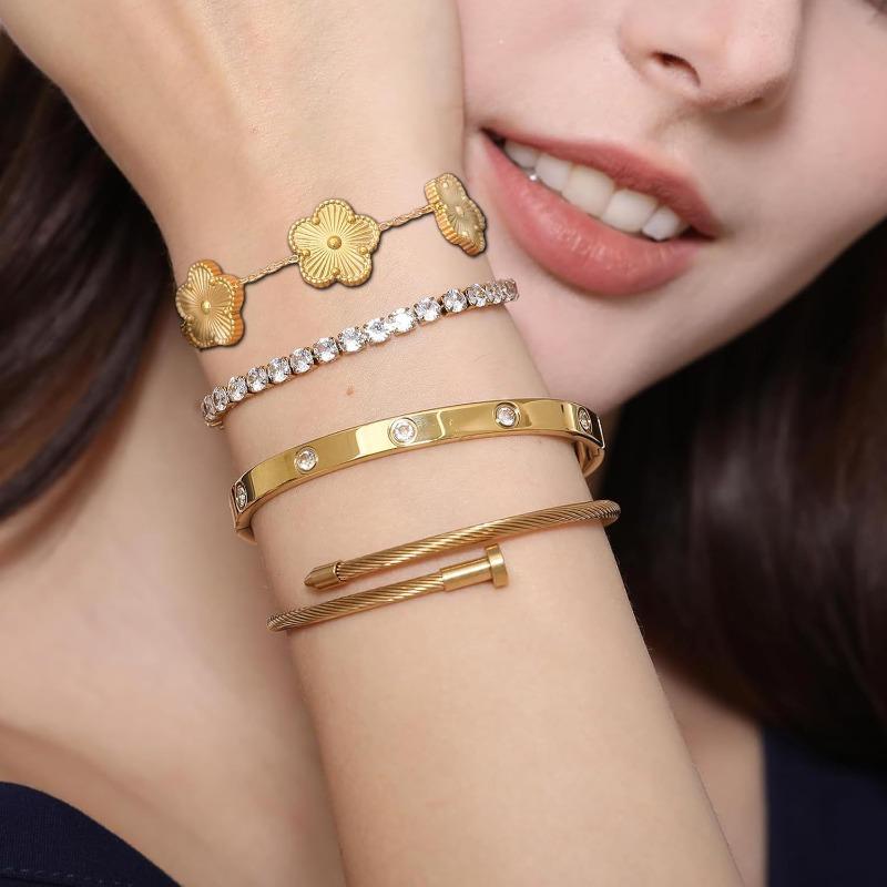 Zircon-studded Multi-layer Stackable and Versatile Women's Bracelet