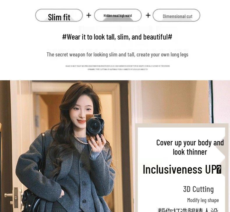 Miu-Style Dark Gray Wool Pleated Women's A-Line Skirt - 2025 New Thickened JK Style for Autumn/Winter