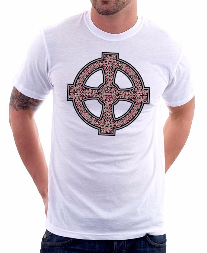 CELTIC CROSS design Ireland Scotland white cotton printed t-shirt OZ9294 S разноцветный