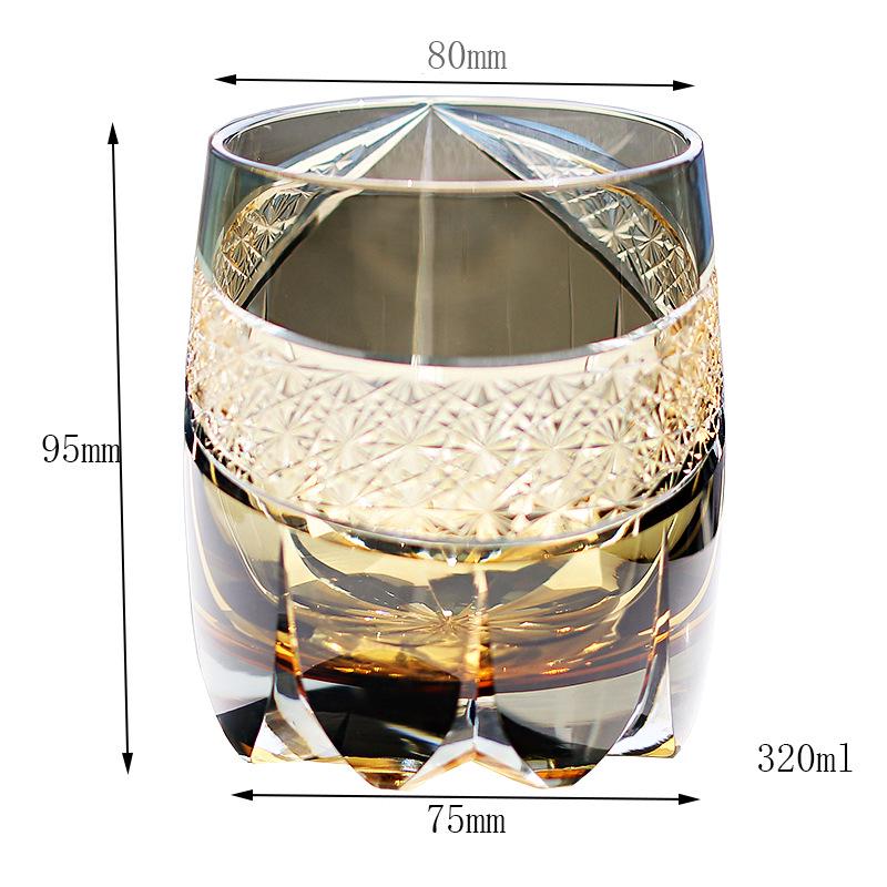 Edo Kiriko Hand-Carved Japanese Crystal Whiskey and Beer Glass Gift