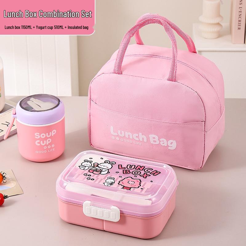 Mikrowellengeeignete Bento-Box mit großem Fassungsvermögen und drei Fächern für Salate und Gemüse.