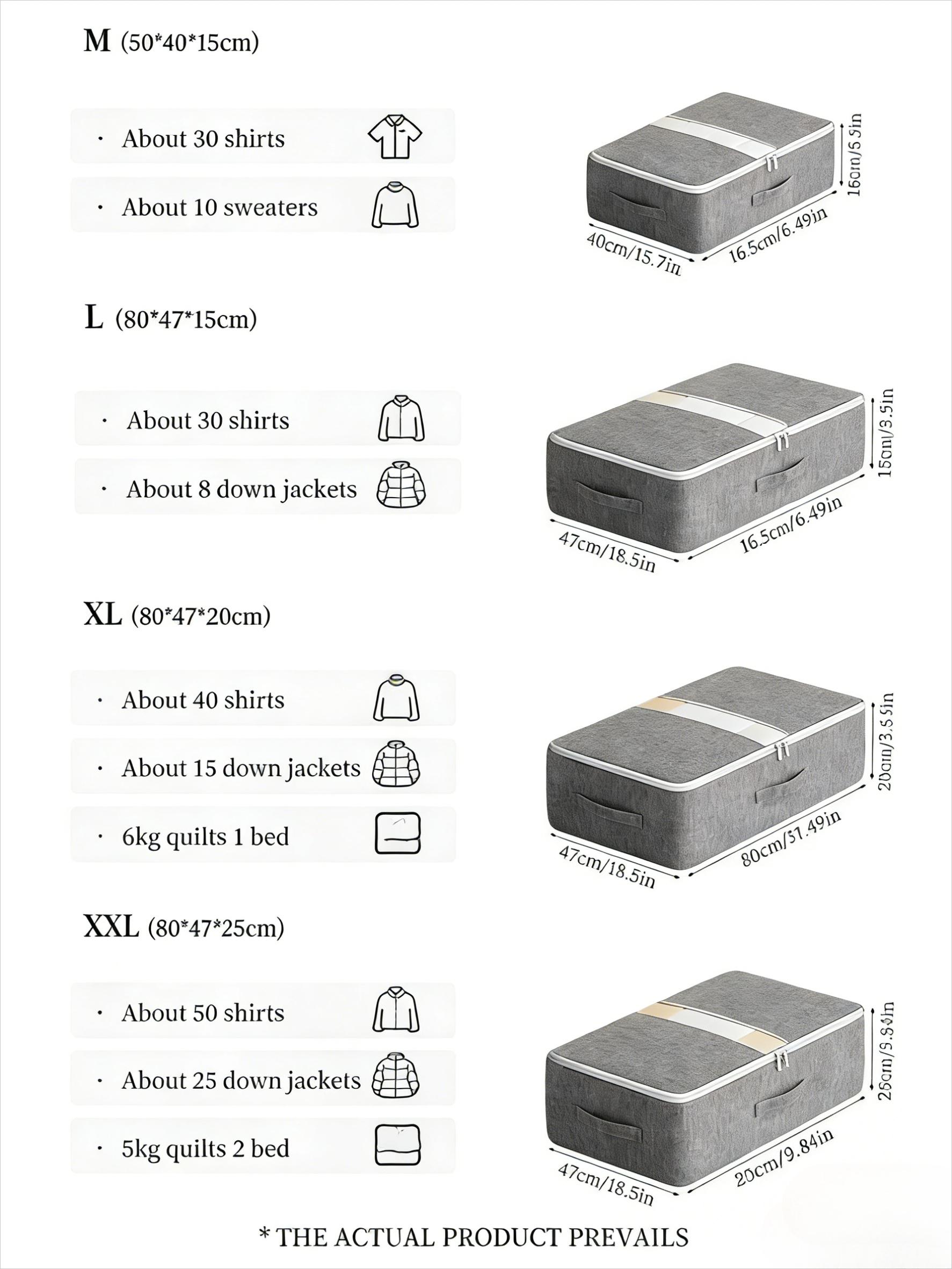 

Underbed Storage Bag, Extra Large Waterproof Organizer for Clothes, Blankets, Seasonal Items - Foldable Wardrobe Box with Zipper 50x40x15cm