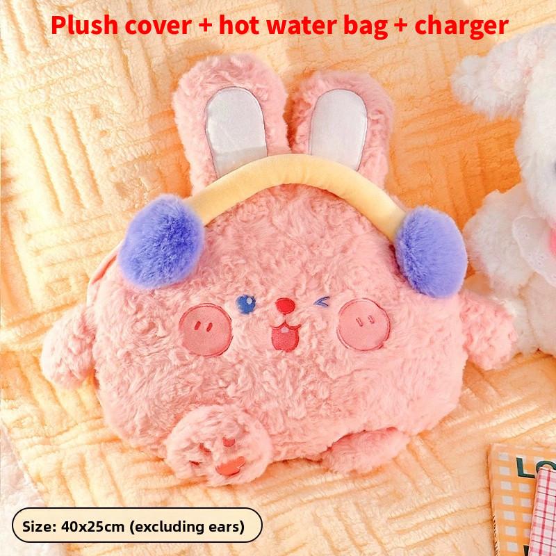 Rechargeable Electric Hot Water Bag With Cute Plush Cover For Cold Weather Comfort