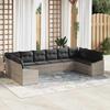 Garden Sofa Set with Storage 10 pcs Light Grey Poly Rattan
