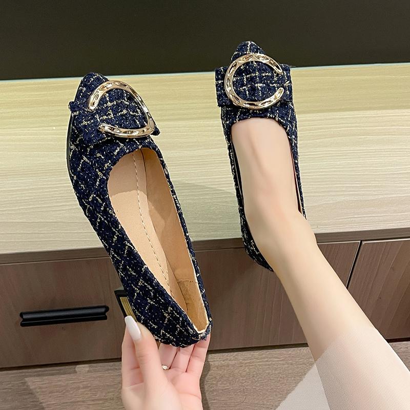 Fashion Spring Autumn Casual Flats Shoes Fashion Pointed Toe Comfortable Non-slip Wear-resistant Simple Metal Decorative Women's Shoes