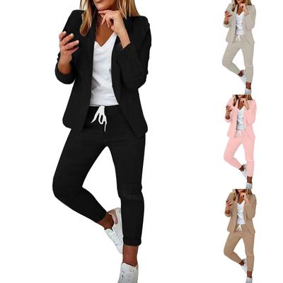 Women 2 Pieces Elegant Slim Fit Jacket Formal  Work Pant  Lapel Coat Set