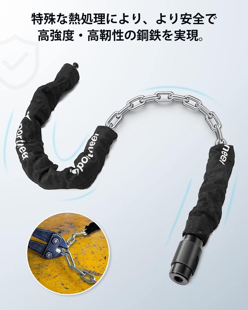 Sportneer Bicycle Extra Thick 8mm Chain Lock with 2 Bike Electric Car Road Bike Security Japanese Instruction Manual Lock, 120cm, Keys, Lock, Lock,