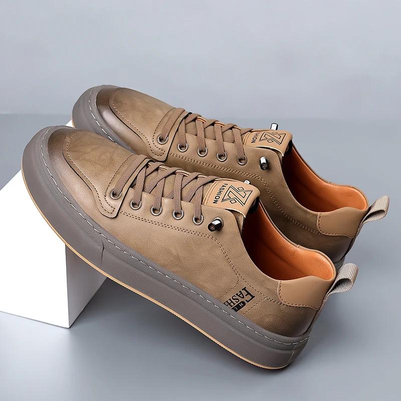 Fashion Fashion Trend Men Casual Leather Shoes 2024New Luxury Designers Casual Oxford Shoe Classic Lace-Up Antiskid Tenis Masculino Shoe