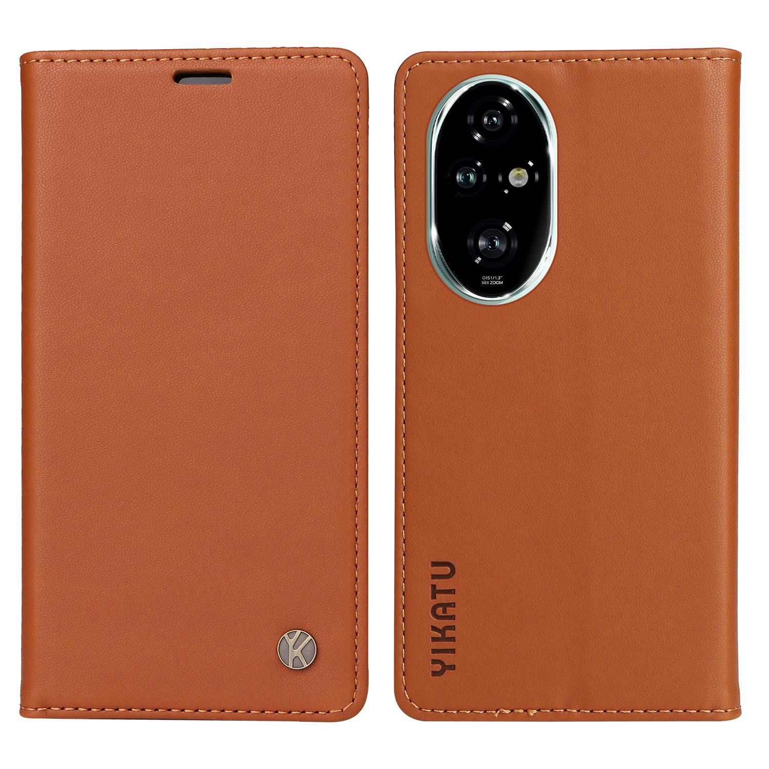 

YIKATU YK-001 For Honor 200 Pro 5G PU Leather Wallet Stand Case Anti-Drop Cell Phone Cover Brown