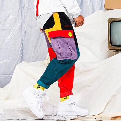 Hip Hip Baggy Pant Men Harajuku Jogger Sweatpant Side Striped Pants Streetwear Patchwork Casual Track Sweat Trousers