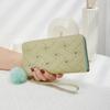 Spring and summer new women's wallet indentation medium and long clutch bag trendy love hairball change mobile phone bag