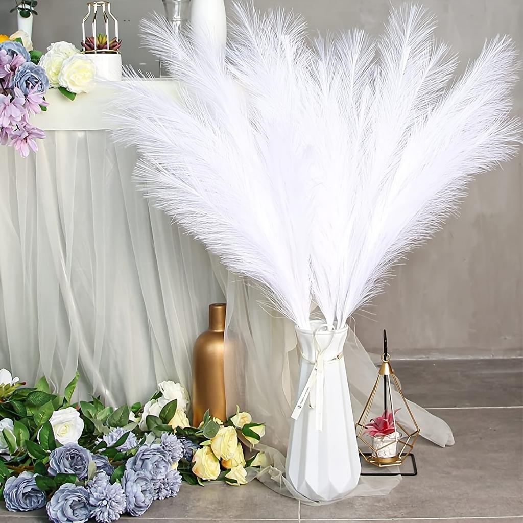 20Pcs Faux Pampas Grass, 21.6" Short Artificial Pompous Grass Floral Fake Pompas Grass Branches Vase Filler Flower Arrangement