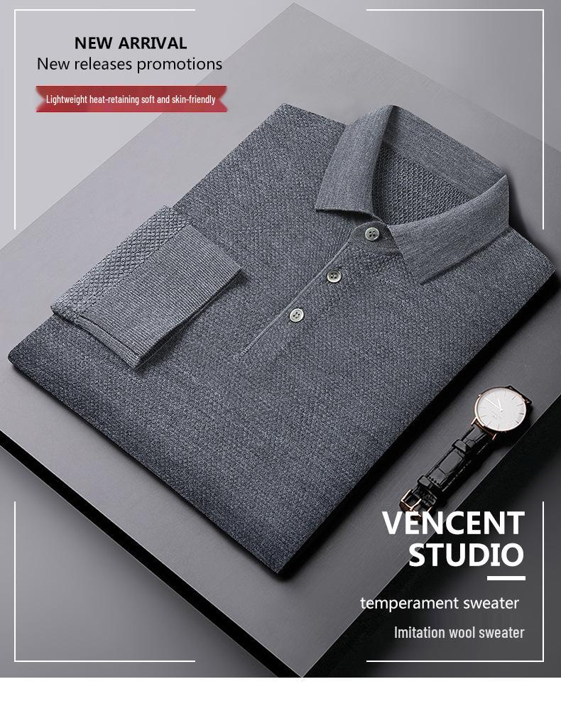 Men's Plus Size Warm Lapel Knit Wool Sweater for Autumn 2026