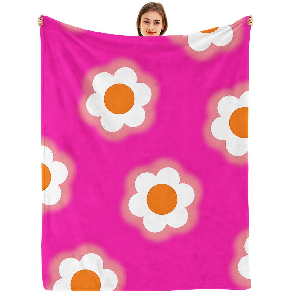 Neon Multicolor Pumpkin Star Cartoon Anime Print Flannel Blanket Soft Warm Throw for Kids Bedroom Sofa Christmas Office Car
