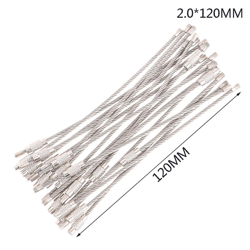 20pcs Stainless Steel Wire Rope EDC Keychain Tag Rope Key Chain Wire Keychain Carabiner Cable Key Ring Outdoor Hiking Tool Parts