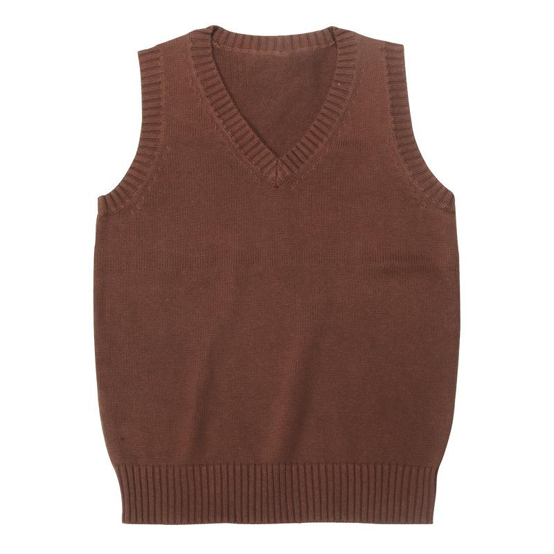 Japanese College Style V-Neck Sweater Vest - Solid Color Knit for Spring & Autumn