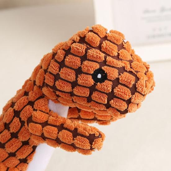 Plush Dinosaur Dog Chew Toy Squeaky Stuffed Tyrannosaurus Rex Boredom Reduction Dog Teething Interactive Dino Plushie Toy Pet Supplies