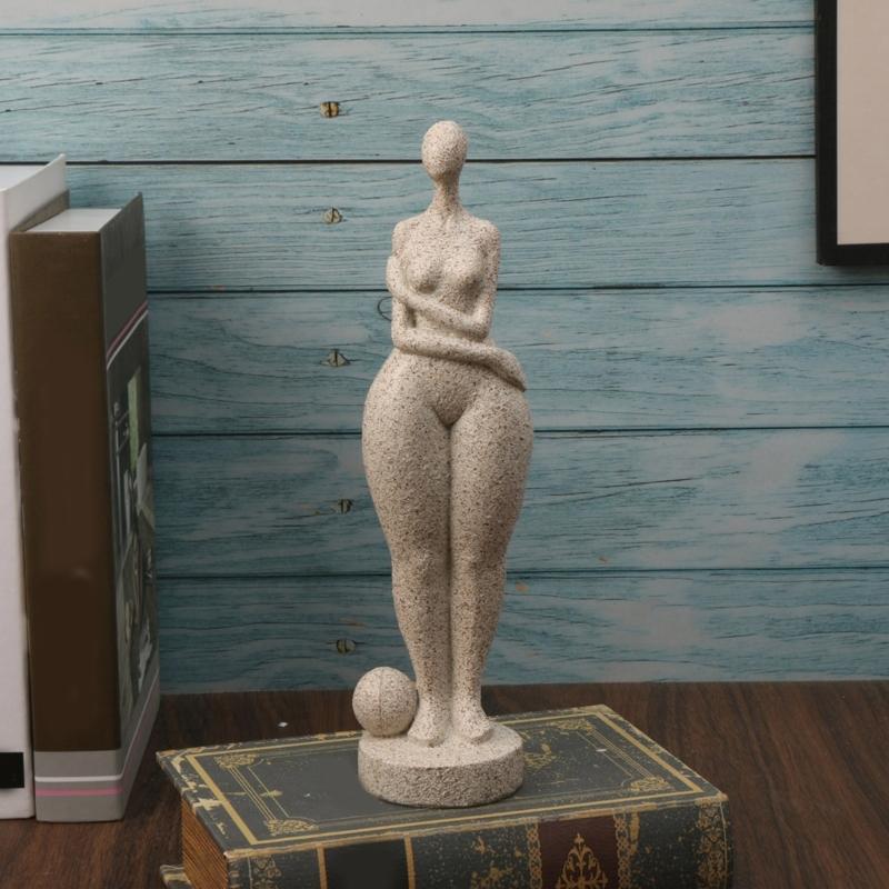 Contemporary Abstract Woman Statue Home Decoration Sandstone Resins Lady Figurine Sculpture for Home Office Decoration