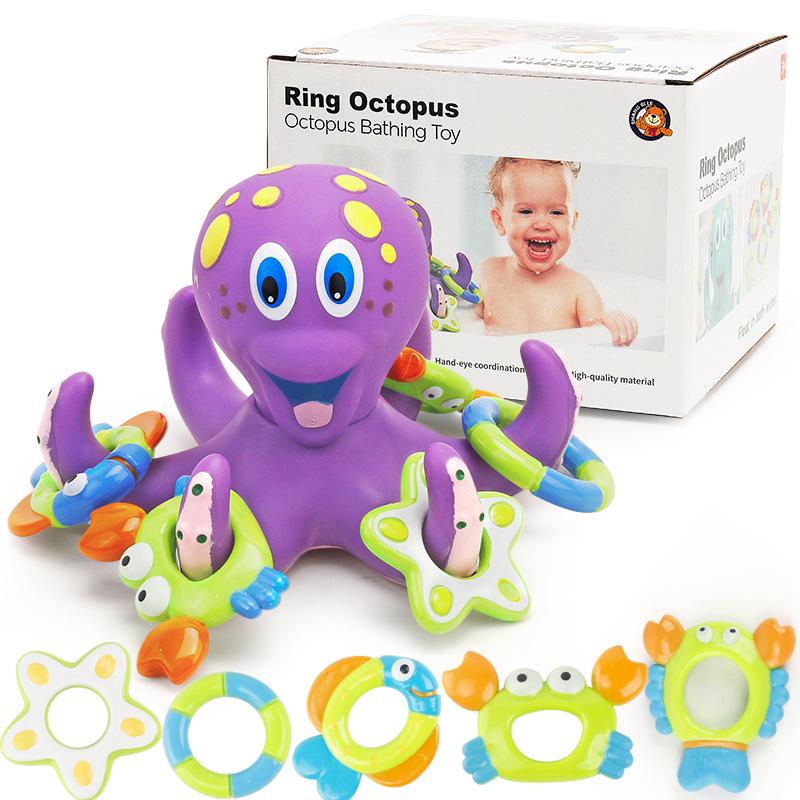 Cross-Border Children s Educational Octopus Ring Toss Bath Toy