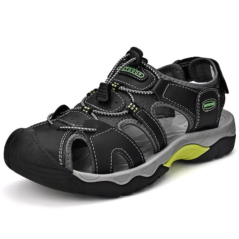 

Men s Leather Slip-on Closed-toe Anti-slip Beach Sandals for Hiking 40 чёрный