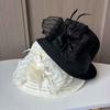 New brocade flower half-roll top hat summer breathable mesh visor hat women's fashion versatile sunscreen basin hat