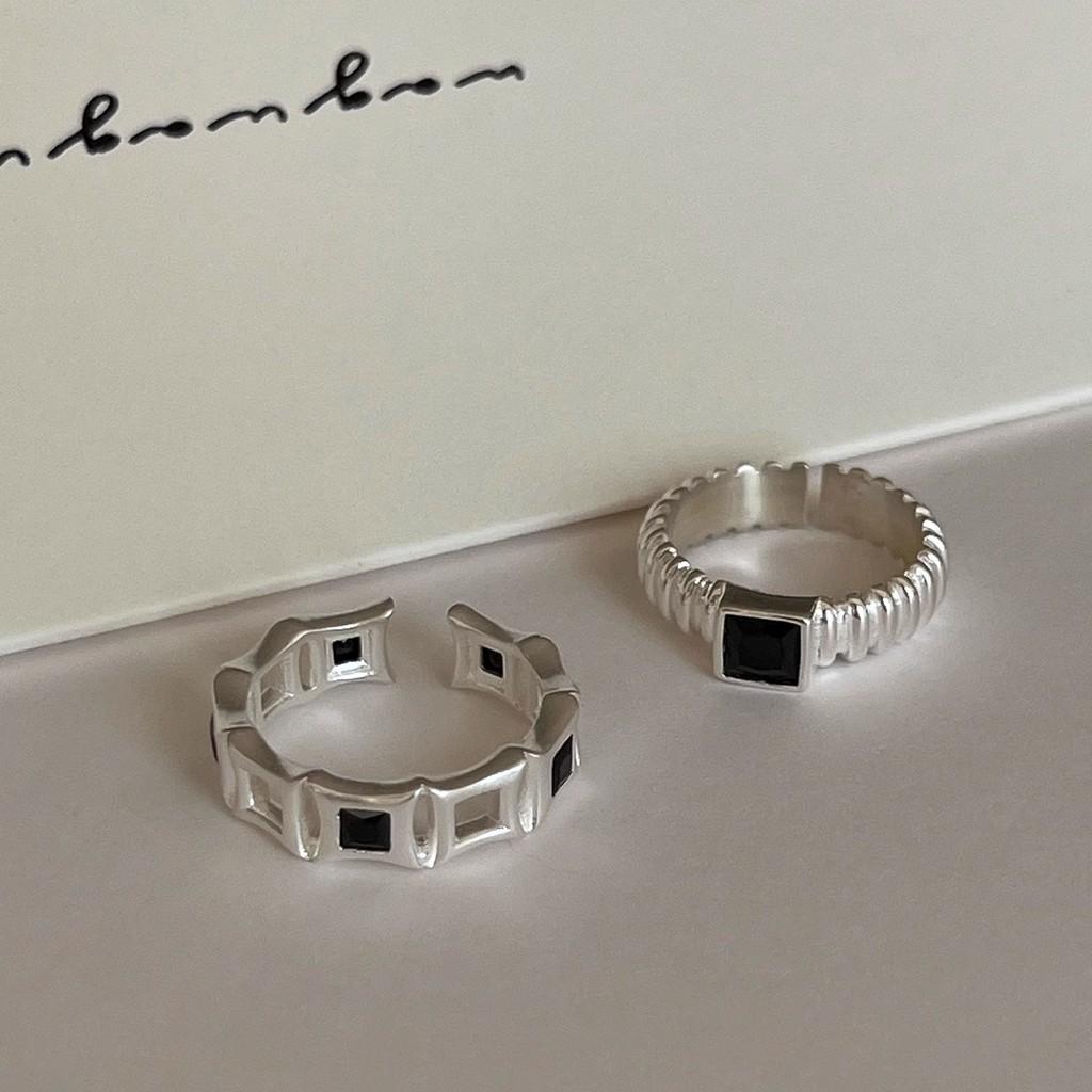 S925 Sterling Silver Square Zirconia Ring With Unique Geometric Design For Women